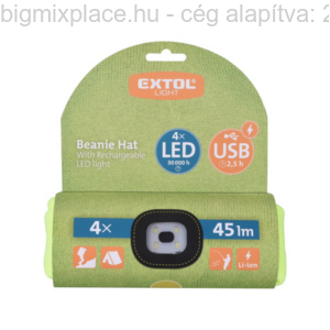 XTOL LIGHT kötött sapka LED homloklámpával, világoszöld (43194)
