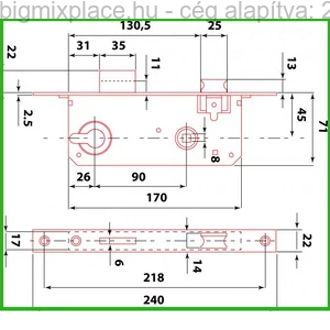Cilinderes bevésőzár, Flame 45x90x22x7mm (84641), beszerelési ábra Cilinderes bevésőzár, Flame 45x90x22x7mm (84641), beszerelési ábra