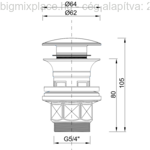 Kerámia leeresztő Klikk-Klakk mosdóhoz, KL-05, szerkezeti ábra