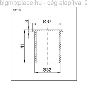 Styron PVC tokelzáró fehér dugó, átmérője 32mm, szerkezeti ábra (STY-32)